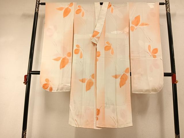長閑やかさ屋御召しもの●振袖用長襦袢 無双仕立てもの 舞蝶文 暈し染め 正絹 珠玉 AABI1939fy