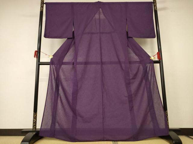 長閑やかさ屋御召しもの＊夏物 色無地 紗 滅紫色 洗える御召しもの AABE1369jd