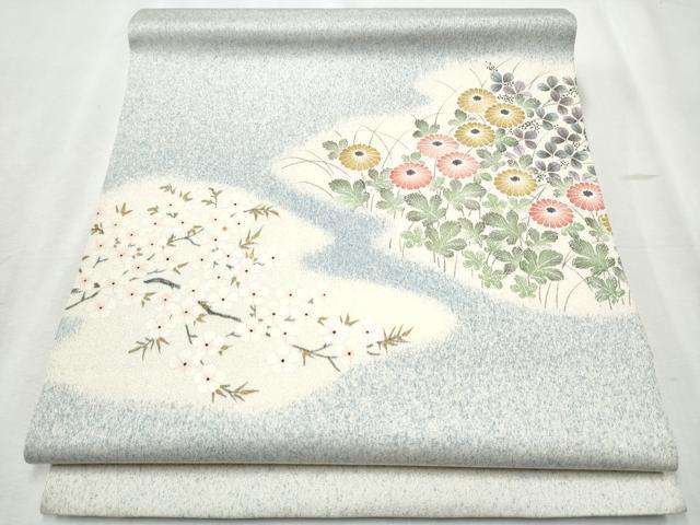 平和屋着物●九寸開き名古屋帯　草花文　正絹　逸品　CABB9499hy｜平和屋