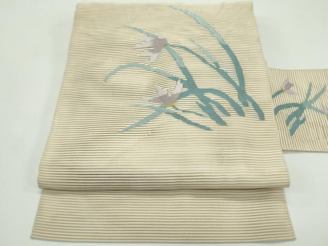 長閑やかさ屋御召しもの＊夏物 八寸名古屋帯 絽綴れ 顕花植物文 正絹 珠玉 CABG7368rv