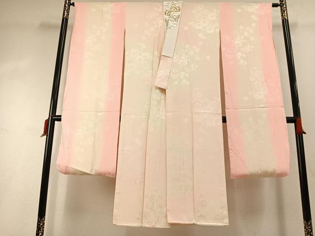 長閑やかさ屋御召しもの●振袖用長襦袢 袷 被子植物地紋 暈し染め 半衿刺しゅう 正絹 珠玉 AABI1617fy