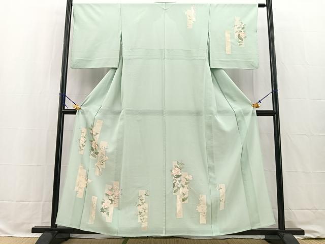 長閑やかさ屋お召しもの＊夏物 短い訪問着 絽 銀駒刺しゅう 短冊花文 銀彩 正絹 珠玉 BAAW2234yc