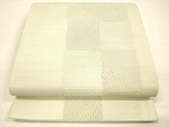 長閑やかさ屋お召しもの＊夏物 六通柄袋帯 市松文様 現ナマ糸 正絹 珠玉 DABB3637糎