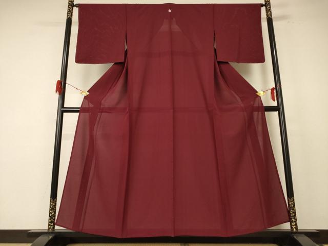 長閑やかさ屋御召しもの＊夏物 色無地 絽 葡萄茶色 正絹 珠玉 AABE9021jd