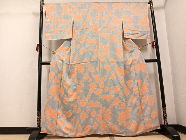 平和屋着物●上質な小紋　絞り　幾何学文様　正絹　逸品　AABH0479ph｜平和屋