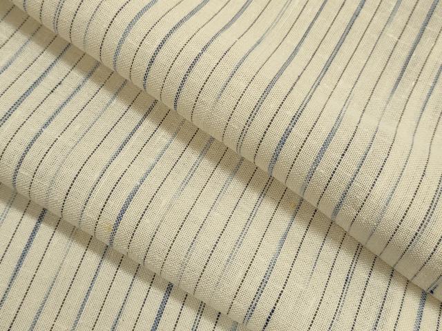 長閑やかさ屋お召しもの＊夏物 紗紬 藍 縞 正絹 珠玉 CABH7710ze