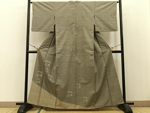 平和屋着物●訪問着　紬地　兎　正絹　逸品　BAAW0997hj｜平和屋