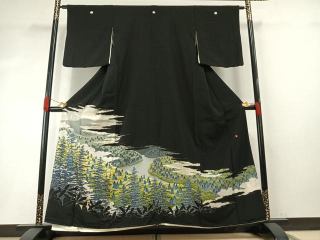 平和屋着物●本加賀友禅作家　矢田博　黒留袖　風景樹林文　正絹　逸品　AABH5152fy｜平和屋