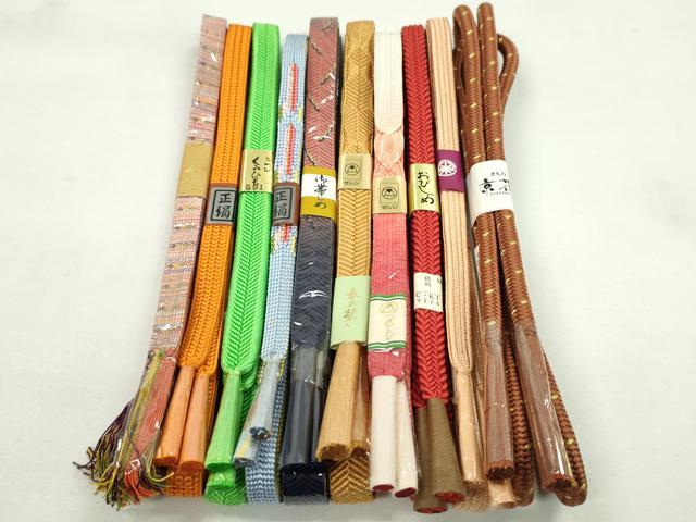 平和屋着物●和装小物 帯締め10本セット 笹浪組 奈良組 金糸 逸品 未使用 CABF7396ju