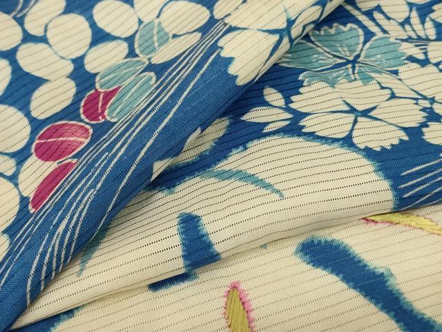 平和屋着物*夏物 アンティーク 大正ロマン 絽 小紋 駒刺繍 流水草花文 正絹 逸品 AABF6891jd|平和屋