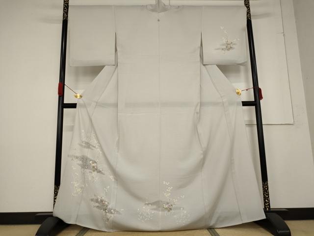 長閑やかさ屋お召しもの＊夏物 短い訪問着 絽 顕花植物文 正絹 珠玉 AABB5850st