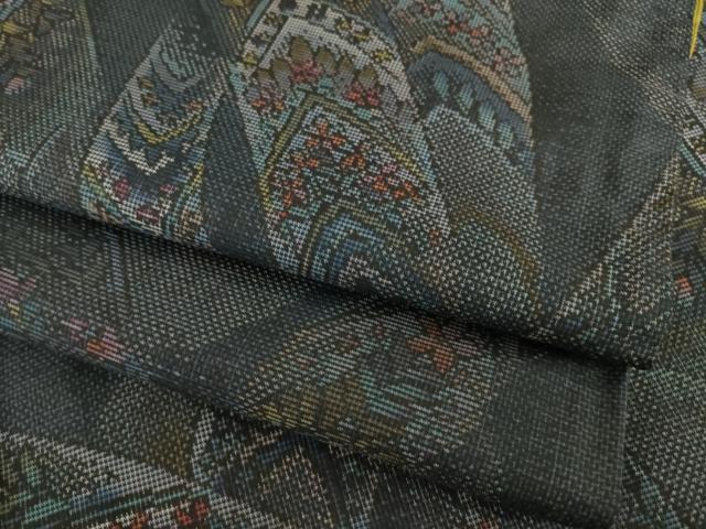 平和屋着物●本場大島紬 カタス7マルキ 更紗花文 正絹 逸品 AABH9959ck