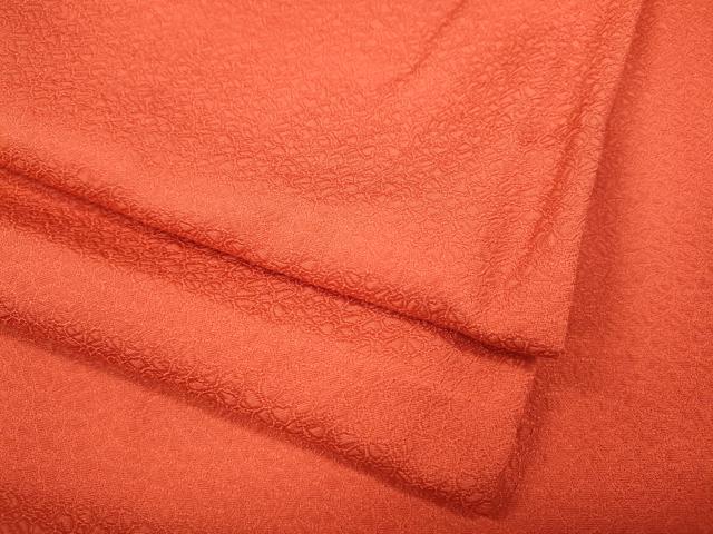 平和屋着物●上質な色無地　舞花地紋　緋色　正絹　逸品　CABH9907ut｜平和屋
