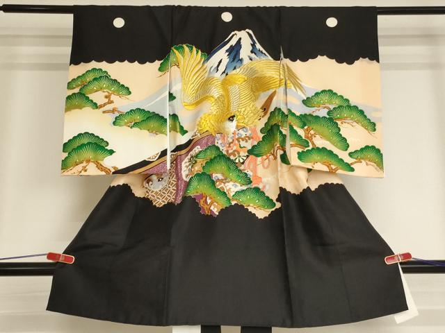 長閑やかさ屋御召しもの[]お宮参り お坊っちゃん 祝着 産着 初着 のしめ 刺しゅう 鷹 見晴らし松文 現ナマ糸 金彩 珠玉 AABI2775ja