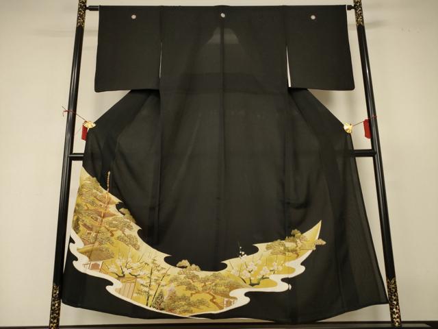 長閑やかさ屋御召しもの＊夏物 黒留袖 絽 駒刺しゅう 松竹梅 正絹 珠玉 AABI9904jd