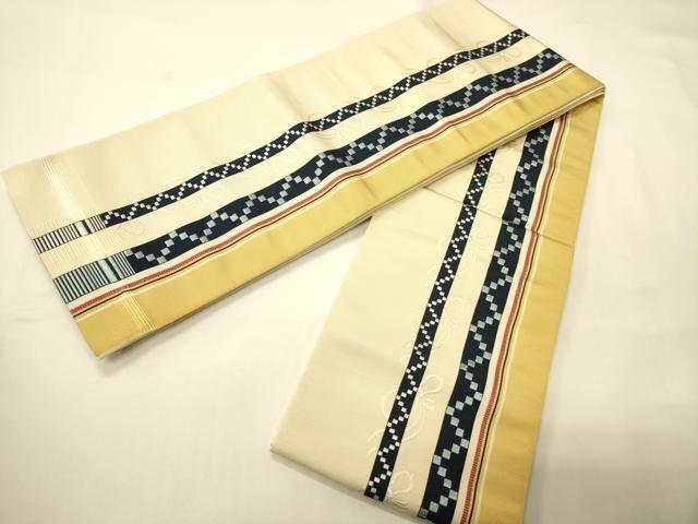 平和屋着物●本場筑前博多織　半幅帯　瓢箪吉祥間道　正絹　逸品　未使用　CABI4804ak｜平和屋