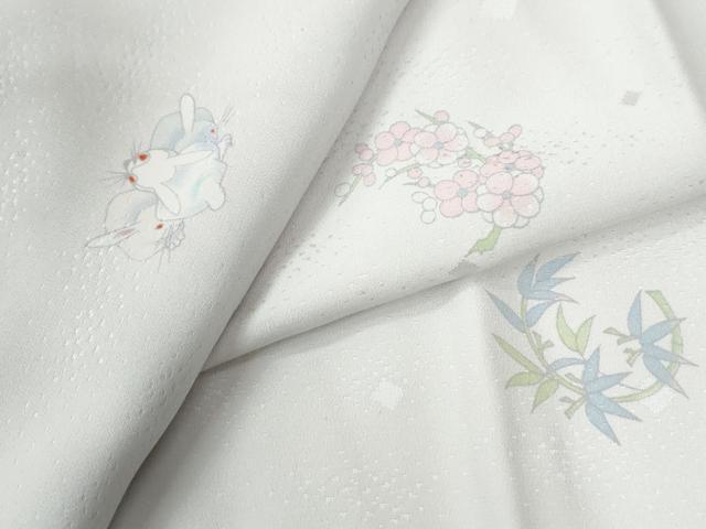 平和屋着物●長襦袢　無双仕立て　兎　草花丸文　正絹　逸品　CABB4542yc｜平和屋