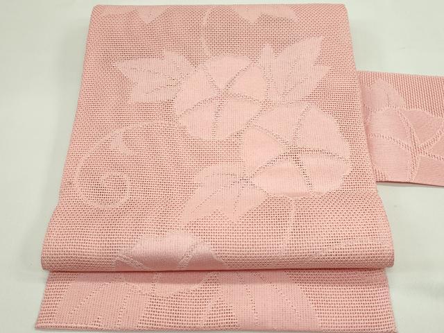 長閑やかさ屋御召しもの＊夏物 八寸名古屋帯 槿花 赤珊瑚色 未当て嵌める CABG7565rv