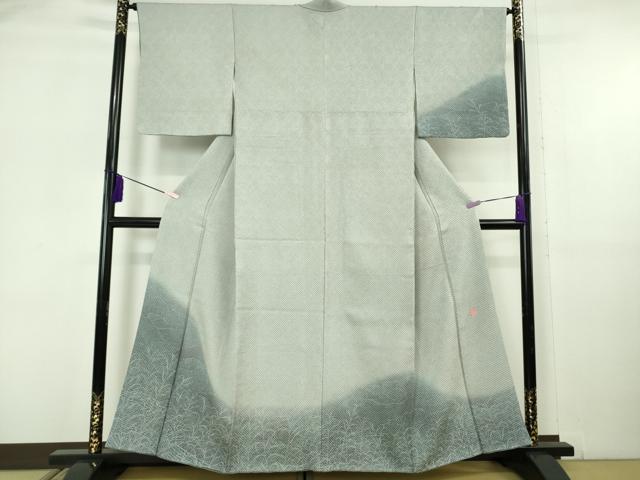 長閑やかさ屋中央局●より良い 高家 藤娘きぬたや・総絞り 短い訪問着 草葉文 灰青碧地 暈し染め 珠玉 DZAB6072kh6