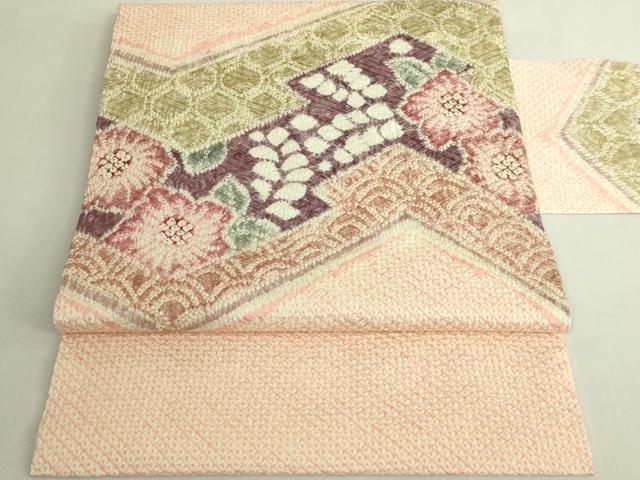 平和屋着物●極上　名門　藤娘きぬたや・総絞り　九寸名古屋帯　辻が花　松皮菱　逸品　DZAB6909kh6｜平和屋