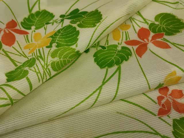 平和屋着物＊夏物 小紋 絽 草花文 洗える着物 AAAZ4739jd