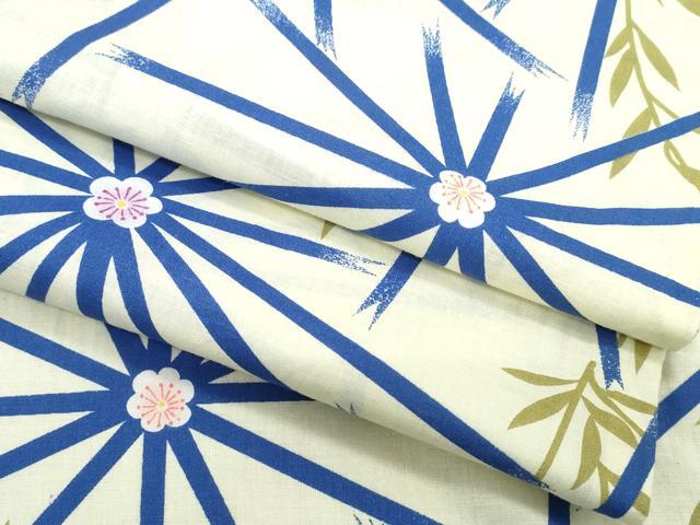 長閑やかさ屋御召しもの∴夏物 浴衣 麻の葉花文様 綿 珠玉 CABH1227ng