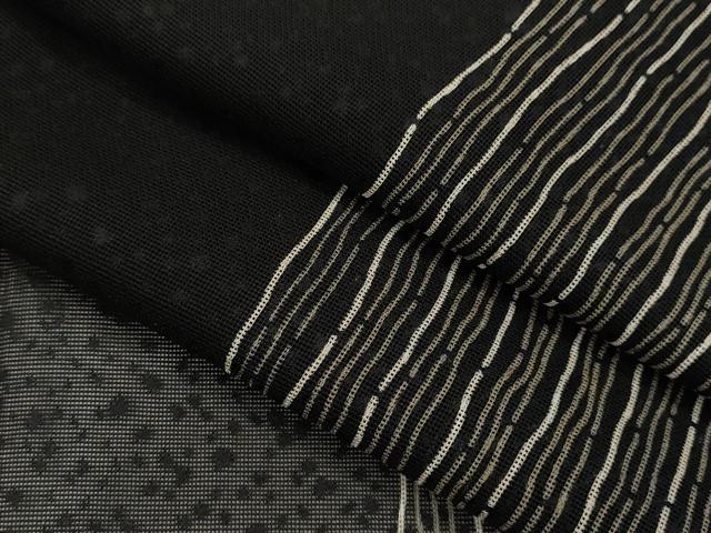 平和屋着物*夏物 小紋 紗 縞吉祥文 黒地 正絹 逸品 CABB2323ze|平和屋
