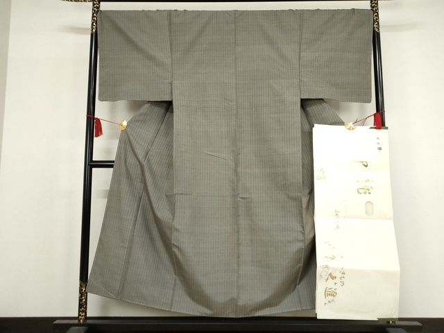 長閑やかさ屋中央局●超滅多に無い 成人男性 細工所 真南寄り 花織 紬 たとう紙付き添い人 藍海松赤銅色地 正絹 珠玉 未当て嵌める KAAA1764kk5