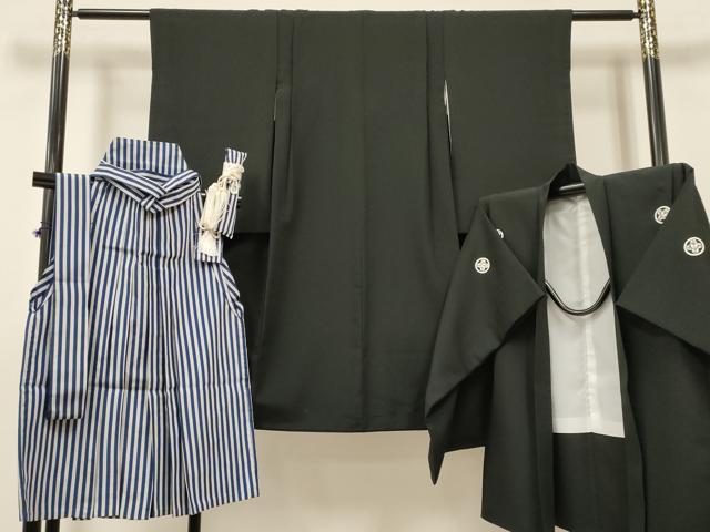長閑やかさ屋御召しもの[]七五三 御坊っちゃん 御召しもの・黒紋付羽織・行灯袴・小物仕掛ける 箱付き添い人 DABA3551ma