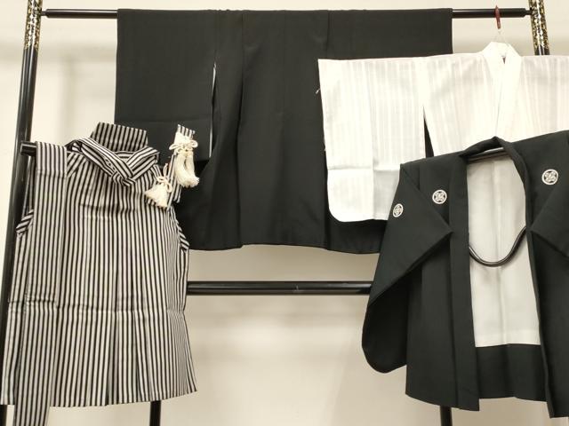 長閑やかさ屋御召しもの[]七五三 御坊っちゃん 御召しもの・黒紋付羽織・長襦袢(単衣)・行灯袴・小物仕掛ける 箱付き添い人 DABA3550ma