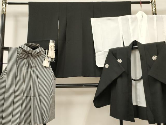 長閑やかさ屋御召しもの[]七五三 御坊っちゃん 御召しもの・黒紋付羽織・長襦袢(単衣)・行灯袴・小物仕掛ける 箱付き添い人 DABA3556ma