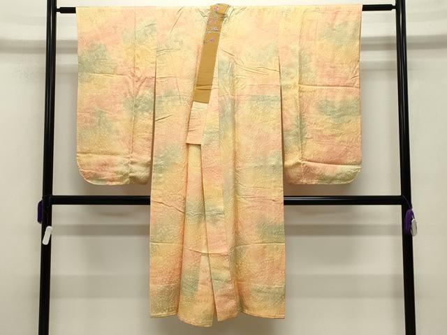 平和屋着物●半襦袢　無双仕立て　辻が花地紋　絞り　暈し染め　半衿刺繍　正絹　逸品　未使用　CABB0257gh｜平和屋