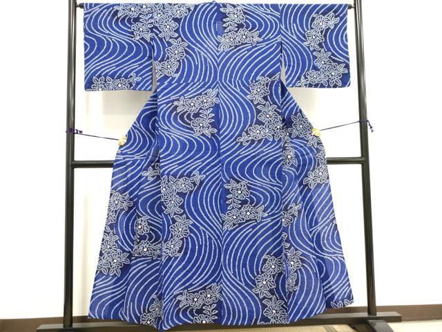 平和屋着物∴夏物 浴衣 有松鳴海絞り 流水花文 綿 逸品 DAAV7274cd