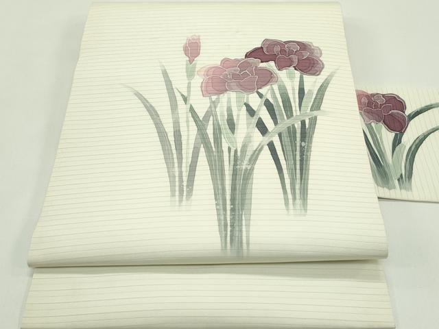 長閑やかさ屋御召しもの＊夏物 絽塩瀬 九寸名古屋帯 ろうけつ染め 顕花植物文 正絹 珠玉 CABG7571rv