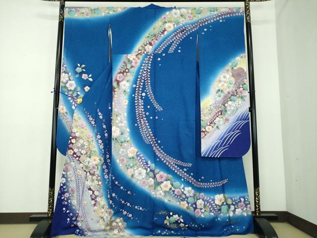 長閑やかさ屋御召しもの●晴れ晴れしい振袖 辻が花 暈し染め 金彩 金通し地 正絹 珠玉 DABE5116ps