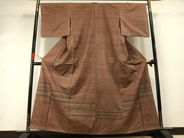 長閑やかさ屋御召しもの●短い訪問着 紬地 花織 正絹 珠玉 AABI1905fy