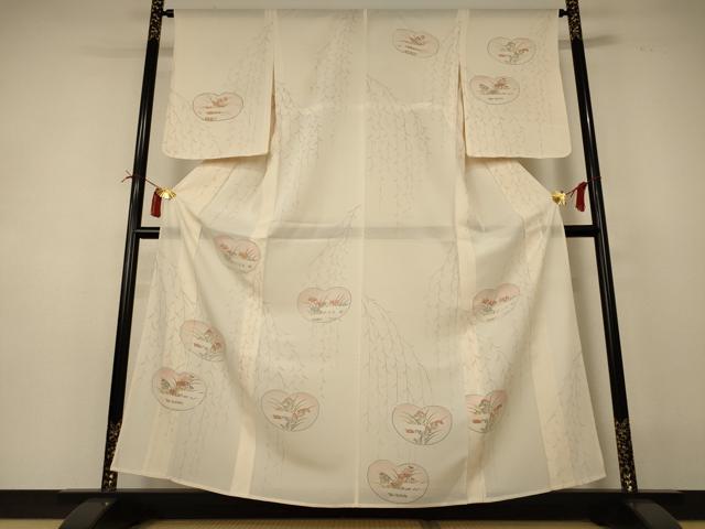長閑やかさ屋御召しもの＊夏物 短い訪問着 絽 顕花植物文 正絹 珠玉 AABI4737jd