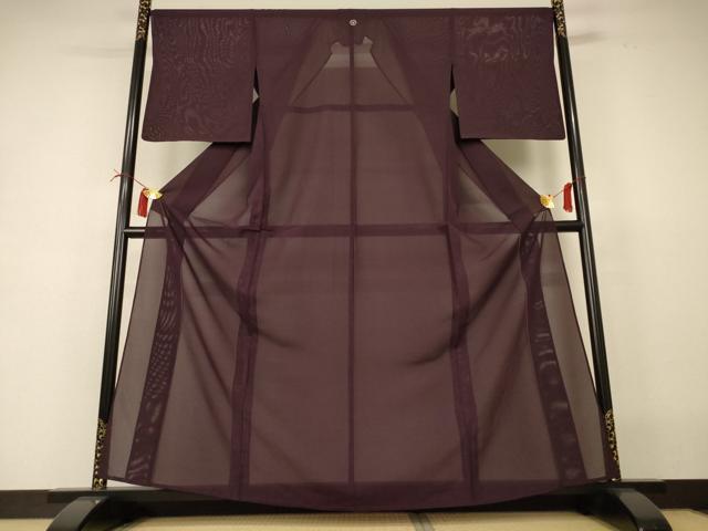 長閑やかさ屋御召しもの＊夏物 色無地 絽 黒セピア色 正絹 珠玉 AABI4740jd