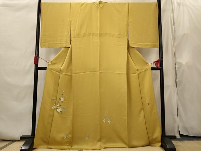 平和屋着物▽訪問着 単衣 作家物 草花文 正絹 逸品 AABI0148st|平和屋