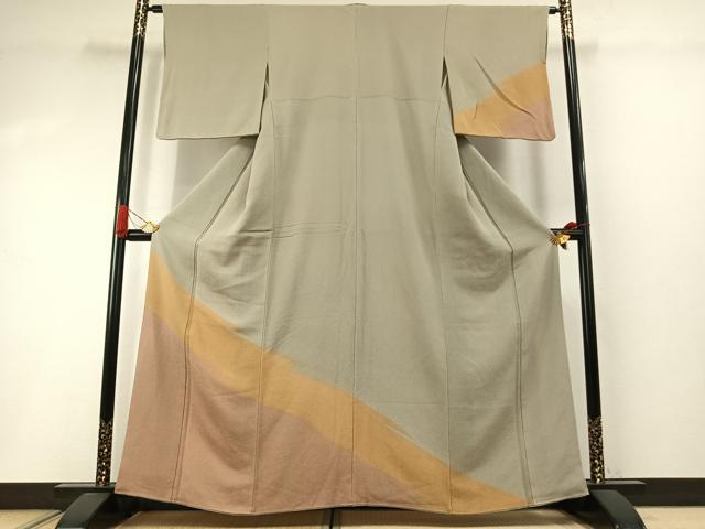 長閑やかさ屋御召しもの●短い訪問着 霞文 鬼しぼクレープ 正絹 珠玉 AABI1908fy