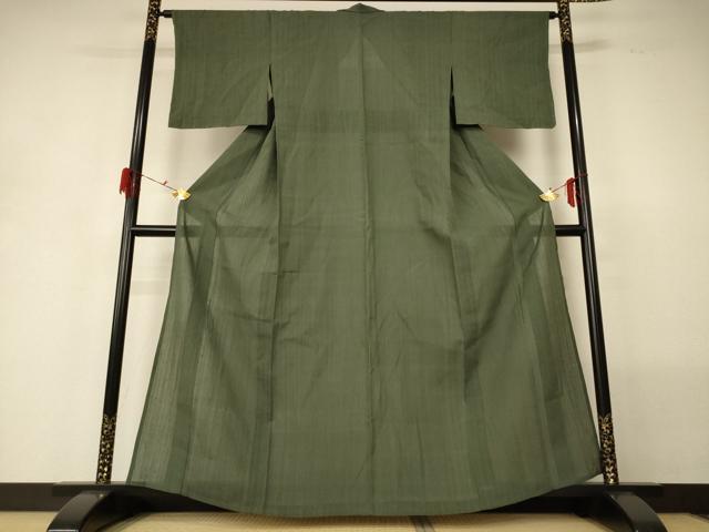 長閑やかさ屋お召しもの＊夏物 色無地 紗紬 麹塵色 正絹 珠玉 未当て嵌める AABG7362jd 和服-着物