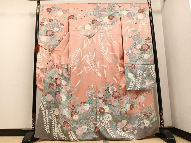 平和屋着物●豪華振袖　草花風景籬文　正絹　逸品　AABF5352ph｜平和屋