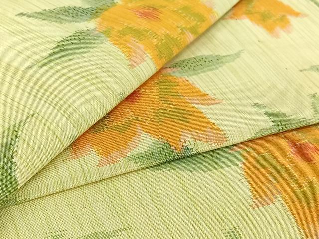 長閑やかさ屋御召しもの▽飛び切りな紬 単衣 被子植物文 正絹 珠玉 AABI7660jh