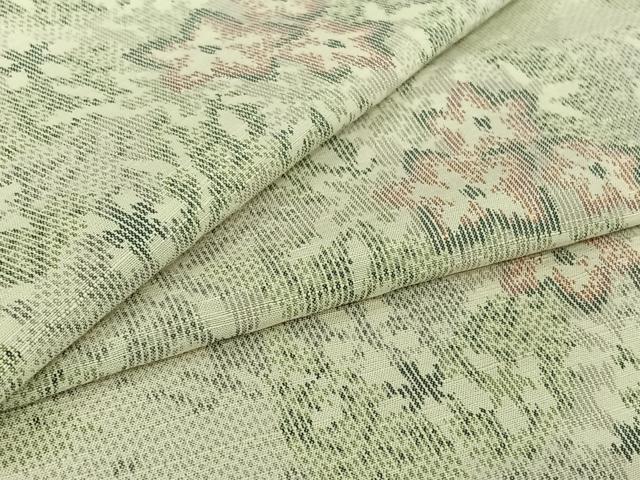 長閑やかさ屋御召しもの▽御前上等な紬 単衣 顕花植物文 正絹 珠玉 AABI7665jh