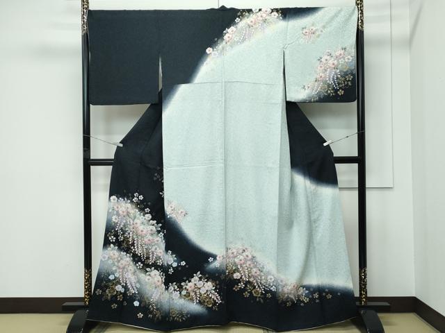 平和屋本店●極上 訪問着 辻が花 絞り 暈し染め 銀通し地 逸品 CZAA5579s6|平和屋