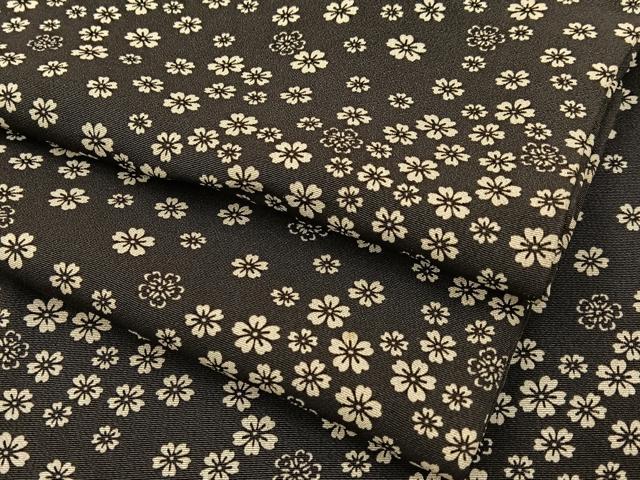 平和屋着物●上質な小紋　舞桜文　黒地　正絹　逸品　BAAW5057hj｜平和屋