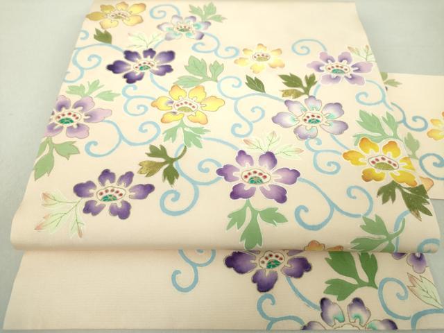 楽天市場】平和屋着物○塩瀬 九寸名古屋帯 檜扇草花文 鳳凰 金彩 正絹