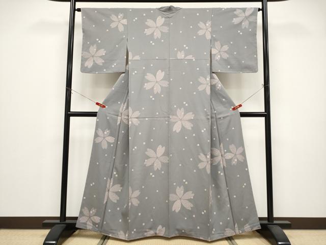 長閑やかさ屋御召しもの●御前上等な小紋 舞桜文 正絹 珠玉 未当て嵌める CABG3372tx