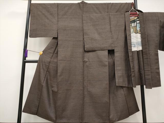 平和屋本店■極上 男性 国指定重要無形文化財 本場久米島紬 手織 アンサンブル 格子柄 逸品 CYAA2436s5|平和屋