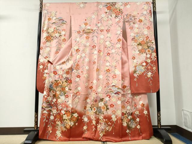 平和屋着物●豪華振袖　駒刺繍　花松文　暈し染め　金彩　正絹　逸品　CABG0138yc｜平和屋